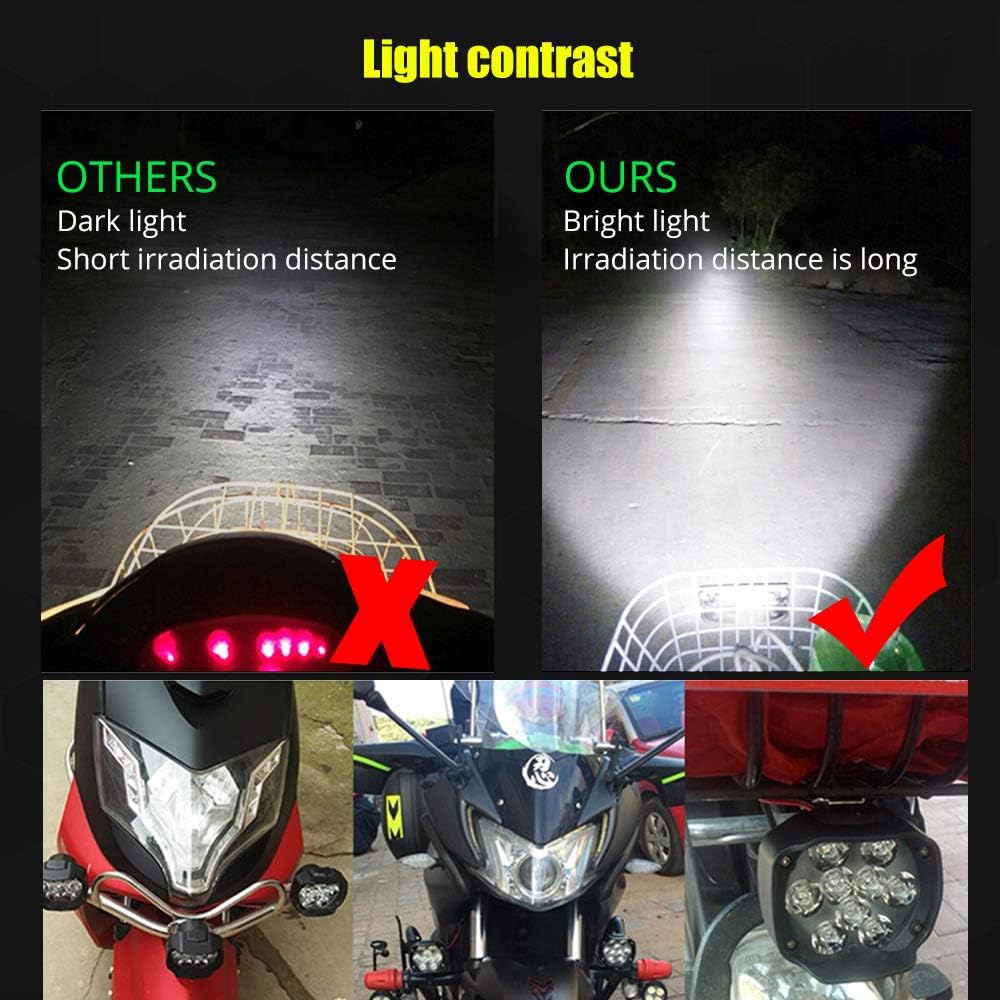 Motorcycle Driving Lights 3000LM Super Bright 18SMD Chips Spot Lights Waterproof for Cars ATV Bike UTV Truck Boat DC9-85V,Xenon White.(1-Pack).