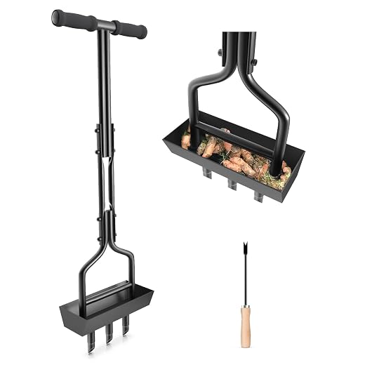 Lawn Aerator, Core Aerator with Soil Core Storage Tray, Manual Grass Aerator with 3 Tine, Coring Aerator Lawn Tool Plug Aerators for Lawn Care