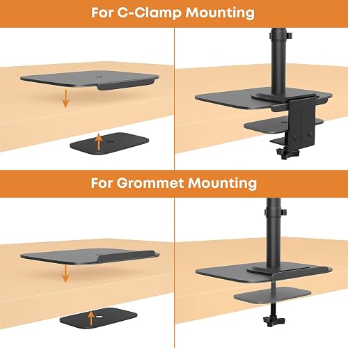 PUTORSEN Monitor Mount Reinforcement Plate for Thin Glass and Other Table Tops, Large Mounting Plates, Steel Bracket Plate Fits Most Clamp and Grommet Bases, Black - 5