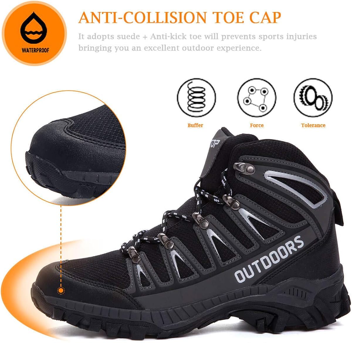  | Mens Hiking Boots Breathable Lightweight Trekking Backpacking Mountaineering Boots High-Traction Grip Outdoors Hiker Boot for Men | Hiking Boots