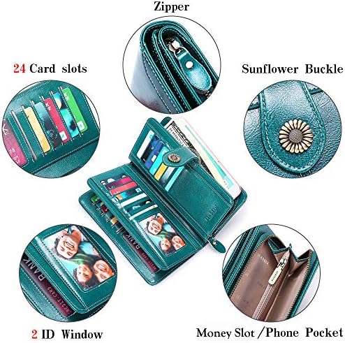 SENDEFN Ladies Purse,Genuine Leather with RFID Protection Large Capacity Women's Wallet