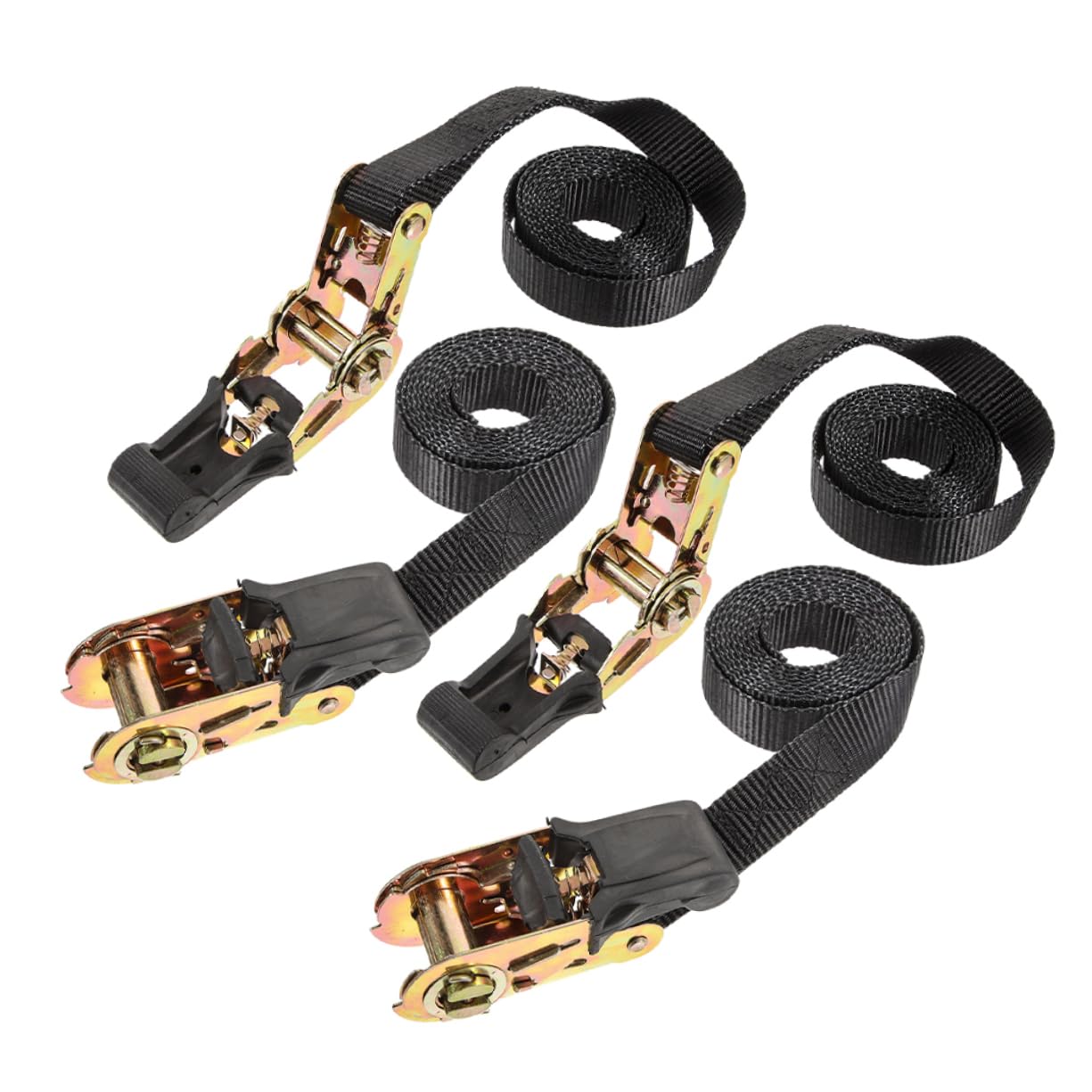 MAGICLULU Lot De 4 Sangles à Cliquet Robustes 2,5 Cm x 2 m pour Arrimage Sécurisé De Chargement, Fixation Solide pour Motos, Remorques Et Camions, Usage Automobile Et Transport Professionnel