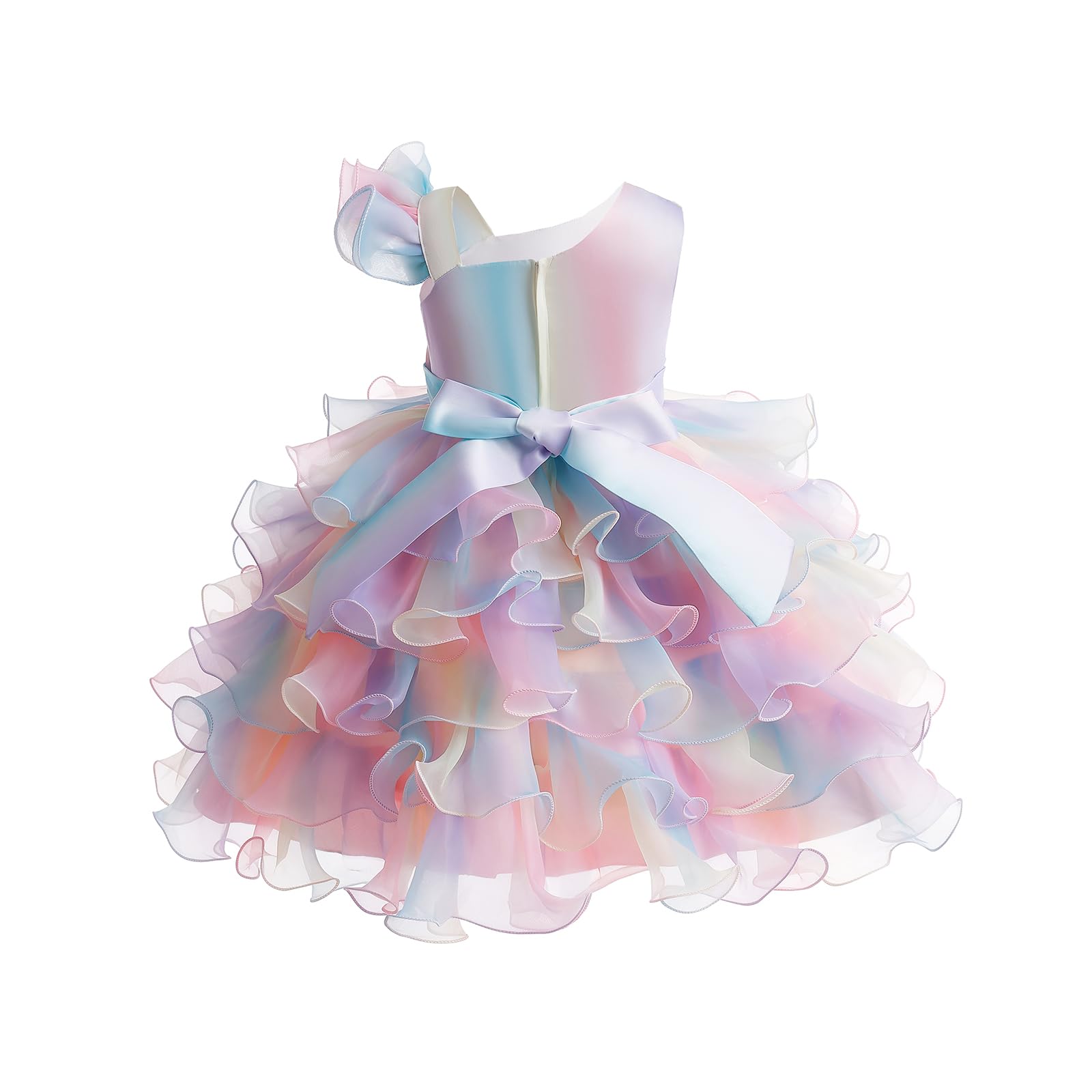 Miipat Niña Vestidos de un Hombro con Lentejuelas Princesa Sin Mangas Vestido de Dama de Honor de Boda Vestido de Tul para Fiesta
