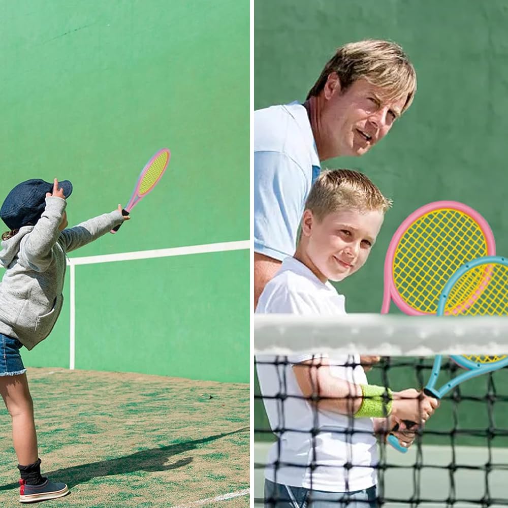 Set di racchette da tennis per bambini, racchetta da tennis per bambini con 2 palline da allenamento, giocattolo da racchetta, ideale per bambini per sport all'aperto e al chiuso