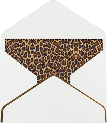 MQGMZ El leopardo modeló las tarjetas de agradecimiento de la impresión del papel pintado con los sobres, tarjeta de felicitación de papel perla, en