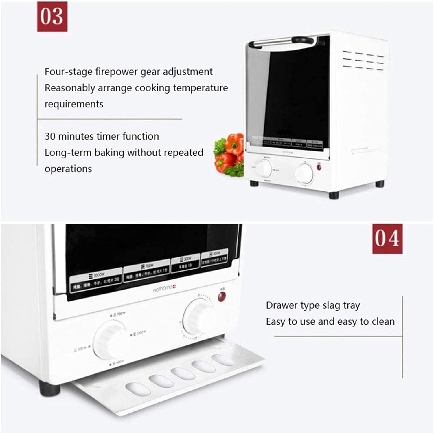 Oven Air Fryer Combo Countertop Convection Oven for Fries Chicken Cake Cookies Easy Clean 800W Stainless Steel