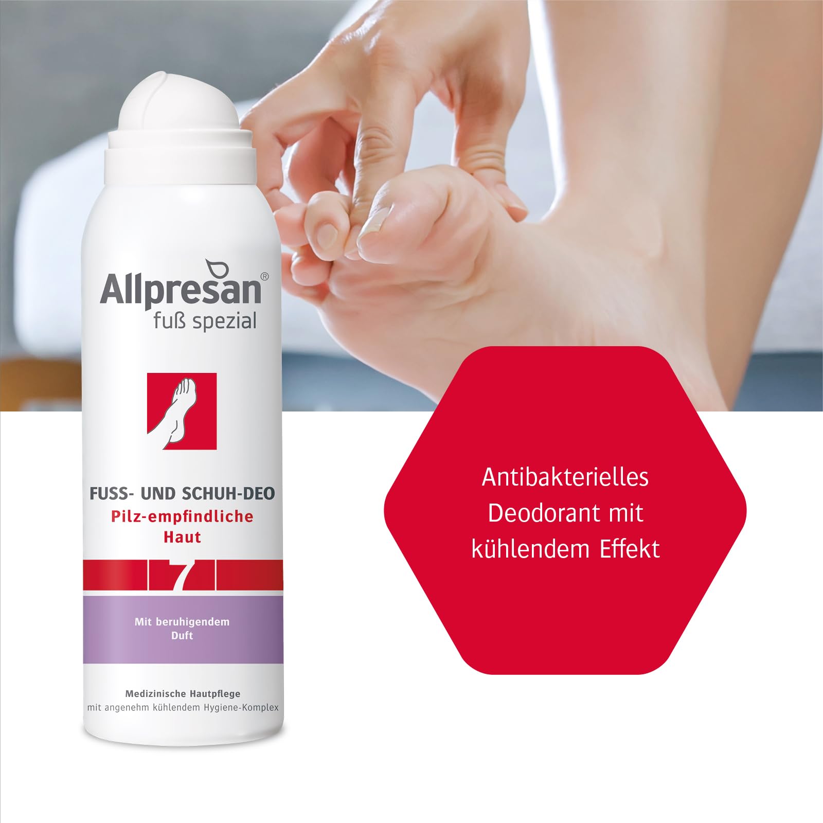 Allpresan Desodorante para pies y zapatos para pieles sensibles a hongos, n.º 7, 125 ml
