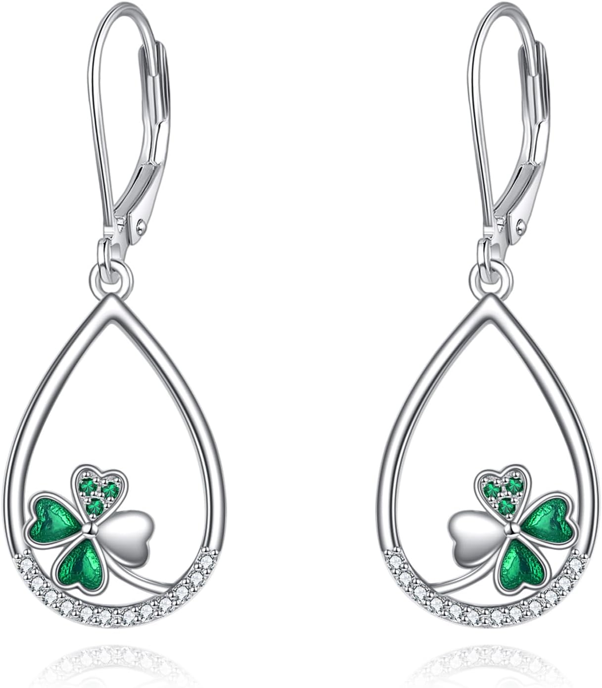 POPLYKE Flower Teardrop Drop Dangle Earrings Sterling Silver Leverback Earrings Birthday Gift for Her Women