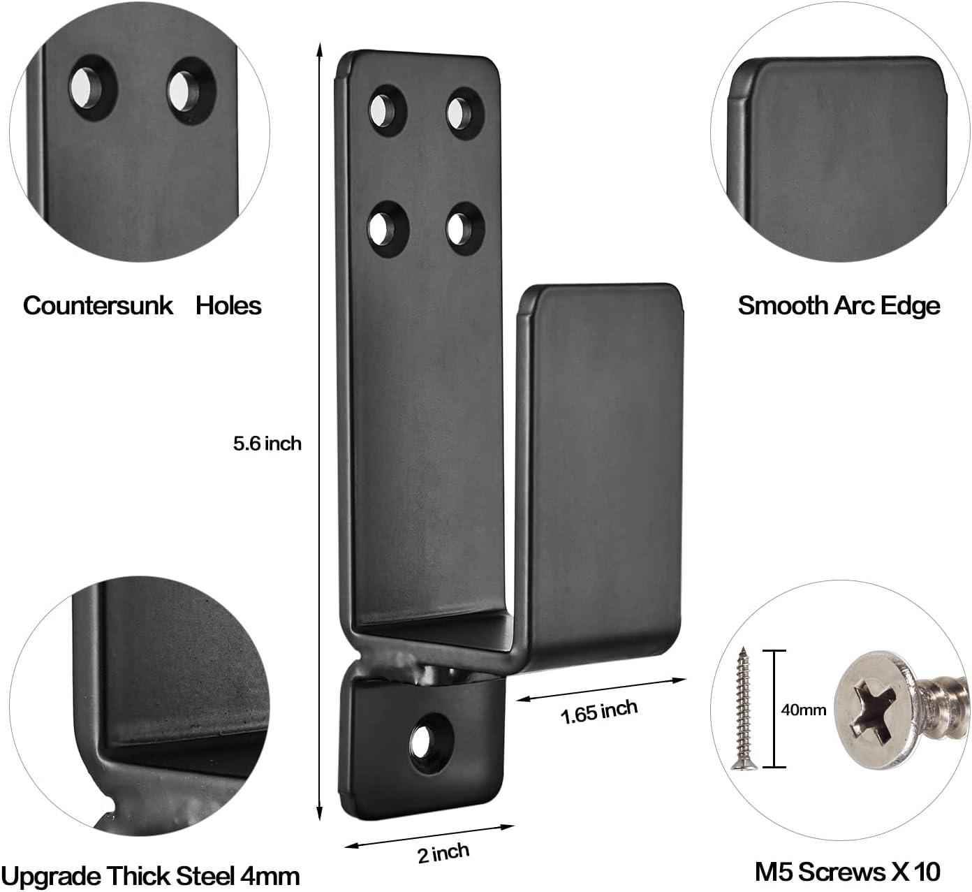 Door Barricade Brackets,AINAFIX 2 Pack Drop Open Bar Holder for Home Security, 2x4 Bar Brackets Prevent Unauthorized Entry, Carbon Steel,Black