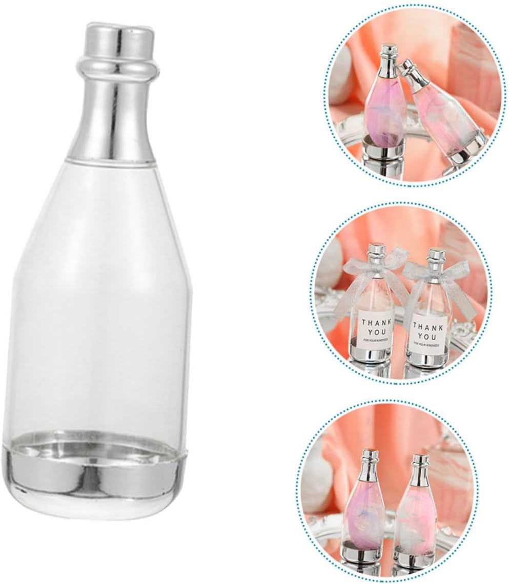 20pcs Silver Wine Bottle Candy Boxes Party Favor Containers with Lids Large Creative Wedding and Birthday Candy Packaging for Adults and Women