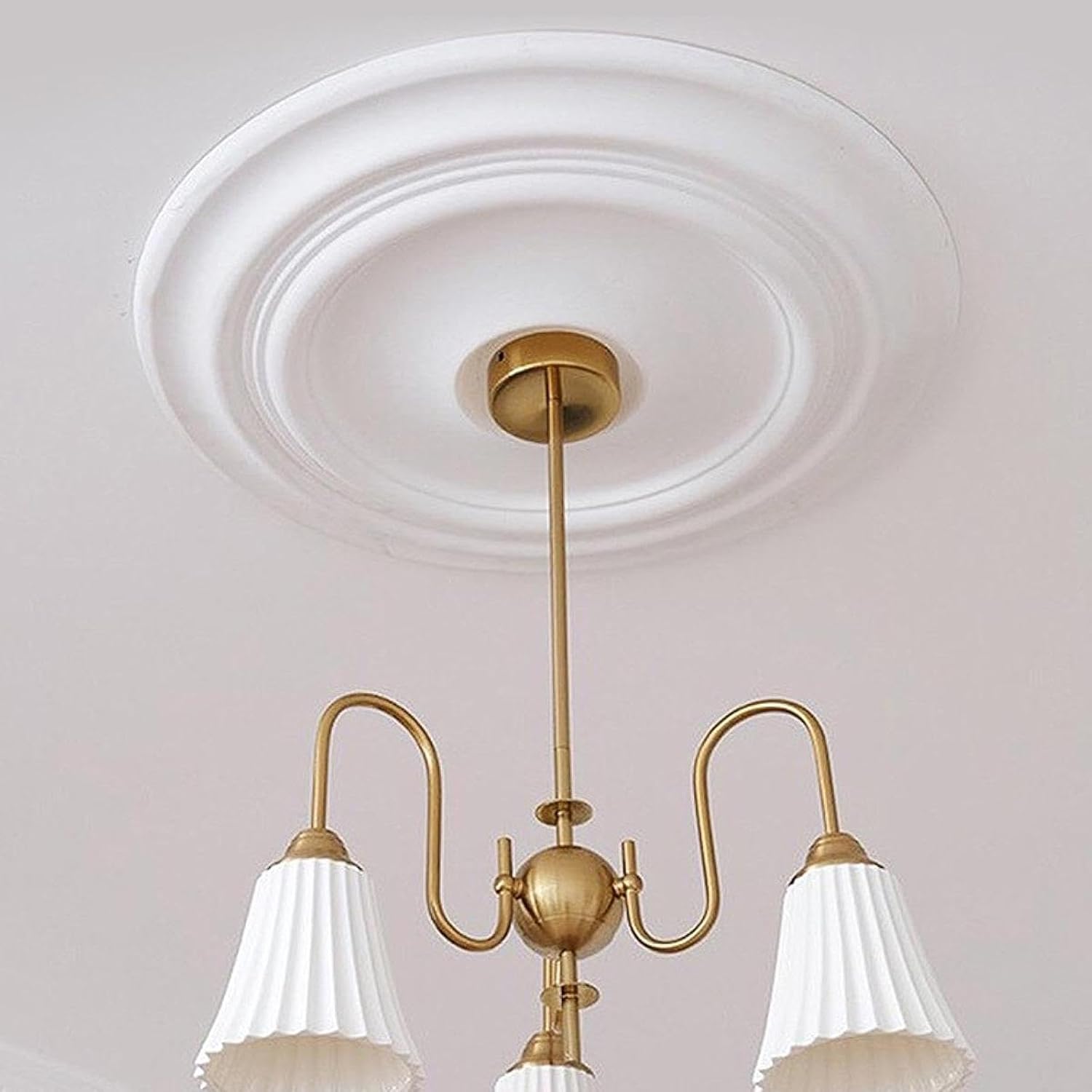 Ceiling Medallion Sturdy Pu Light Fixture Cover Plate for Bedroom Hotel Home White