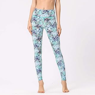 NVBFD High Waist Yoga Leggings For Women,Yoga Pants For Women Workout Tights Floral Printed Aqua High Waist Opaque Yoga Leggings Workout Tights Women Gift For Gym Pilates Exercises Runs