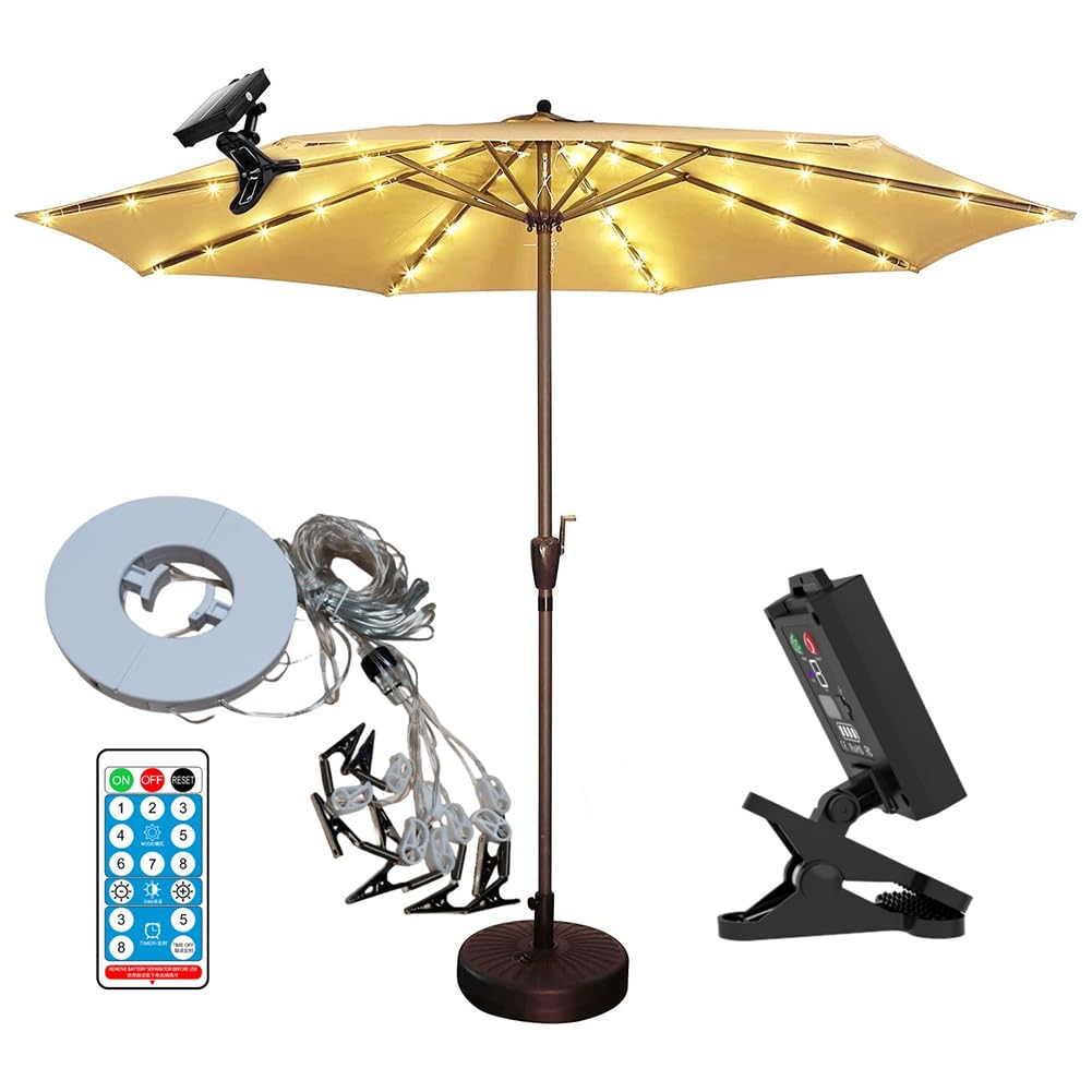 Bezprzewodowy parasol świetlny IP65, wodoodporna lampa kempingowa, 8 trybów oświetlenia, łańcuch świetlny LED, ładowany przez USB, pilot zdalnego sterowania, do namiotu plażowego, kempingu,
