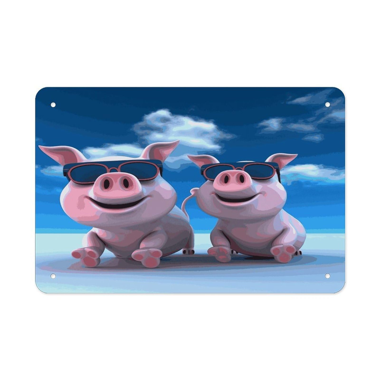 Fekiloot Style Funny 3D Piggies Metal Signs Wall Art Tin Sign