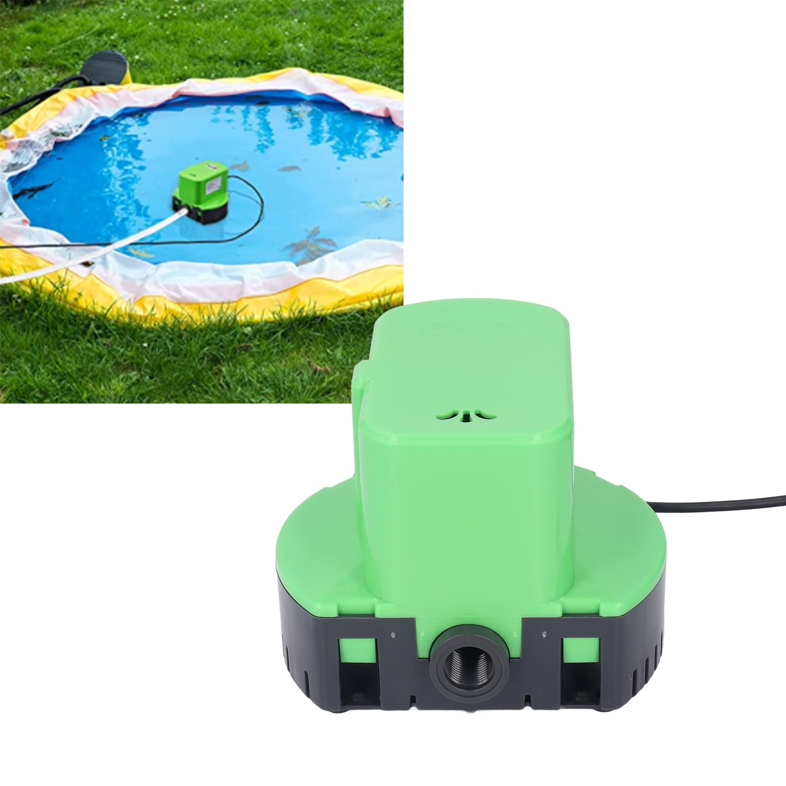 Asixxsix Pompa Acqua Sommergibile, Pompa per Copertura Piscina dal Design Silenzioso da 1200 GPH Fuori Terra con Tubo di Drenaggio da 16 Piedi (Spina europea 220 V)