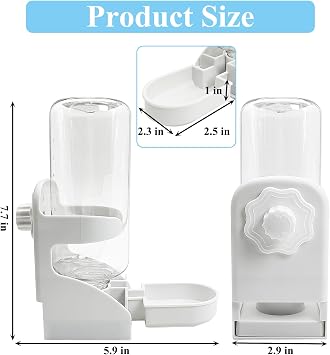kathson Rabbit Water Dispenser for Cage 17 Oz Hanging Guinea Pig Water Bottle No Drip Gravity Automatic Bunny Water Bottle No Leak Small Animal Water Bottle for Chinchilla Ferret Hamster(White)