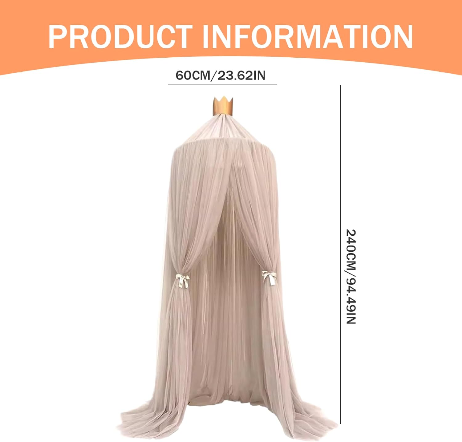 Canopy Bed Curtains, 94x24 Inch Soft Breathable Polyester Bed Canopy with Star Pendants, Cute Curtains for Girls & Adults Bedroom Decoration Accessories