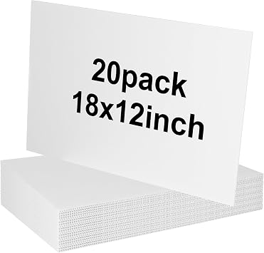 20 Pack 18 x 12 White Corrugated Plastic Sign Blank Board Double Sided for Garage Sale, Rent, Birthday Party, Guidepost Decorations