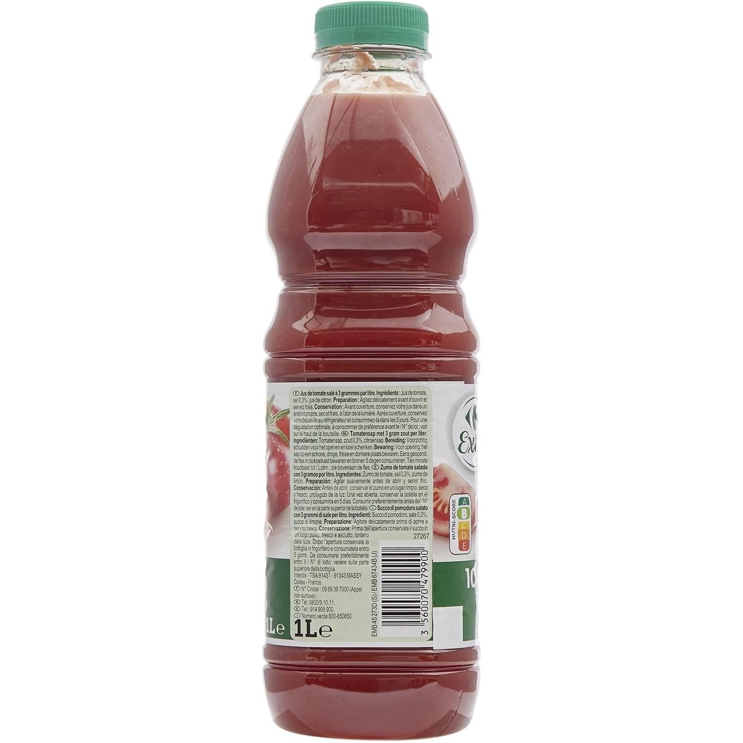 Savourez un jus de tomate 100% pur jus prêt à déguster avec CARREFOUR EXTRA, bouteille de 1L - Lot de 4