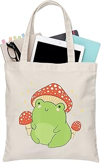 Frog Tote Bag For Women Frog Mushroom Lover Gift Funny Frog Mushroom Gift Animal Lover Gift Frog Themed Gift