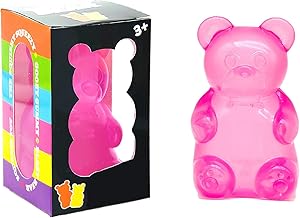 Bear Squishy Stress Balls,Gummy Bear Toy,Cute Soft Bear Fidget Squishy Toy,Squeeze Balls Toy for Stress & Anxiety Relief,Soft Stress Ball for Kids & Adults (Pink)