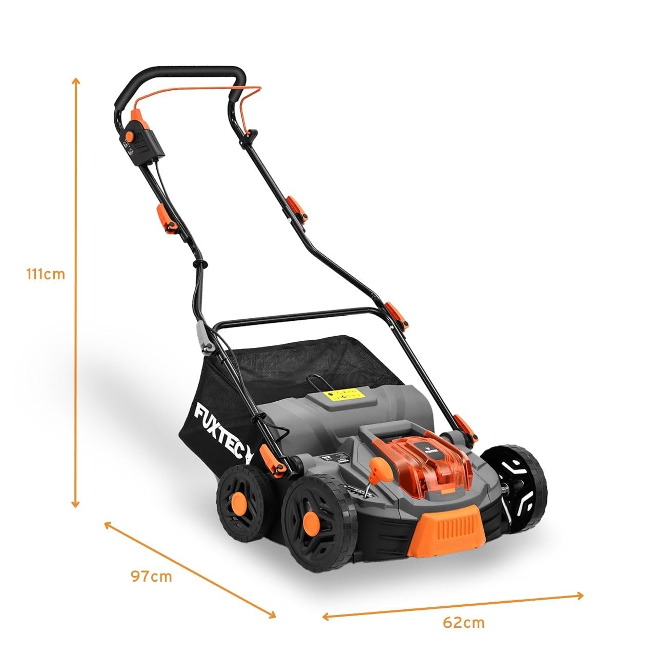 FUXTEC Arieggiatore a Batteria 40V FX-E2VE38SET 2-in-1 Scarificatore, Larghezza 38 cm, Cesto 45L, 2 Batterie