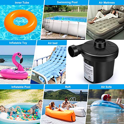 Air Pump For Inflatables, Pulidiki Electric Pump Air Mattress Pump Rechargeable Battery Air Pump With 3 Nozzles Inflator/Deflator For Camping Inflatables, Air Mattress Bed, Air Sofa, Boat, Pool Toys #TOP6
