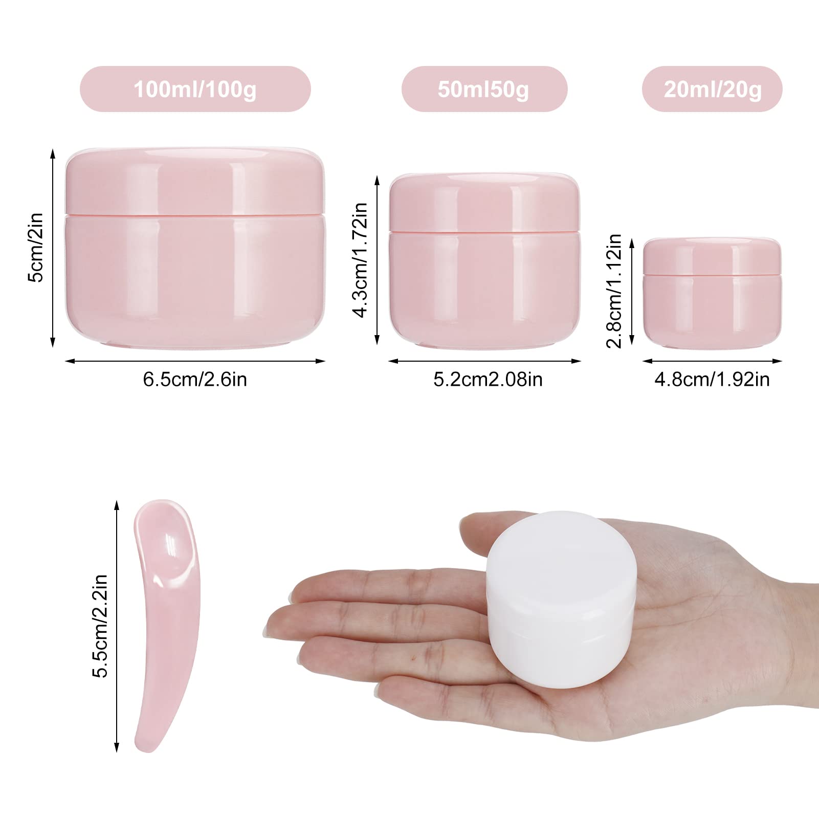 Heyu-Lotus Travel Pots for Toiletries 10 Pcs Travel Cosmetic Jars 20ml/50ml/100ml with Spatulas Tool for Cream Make-up Sample Storage (Multi) - Image 2
