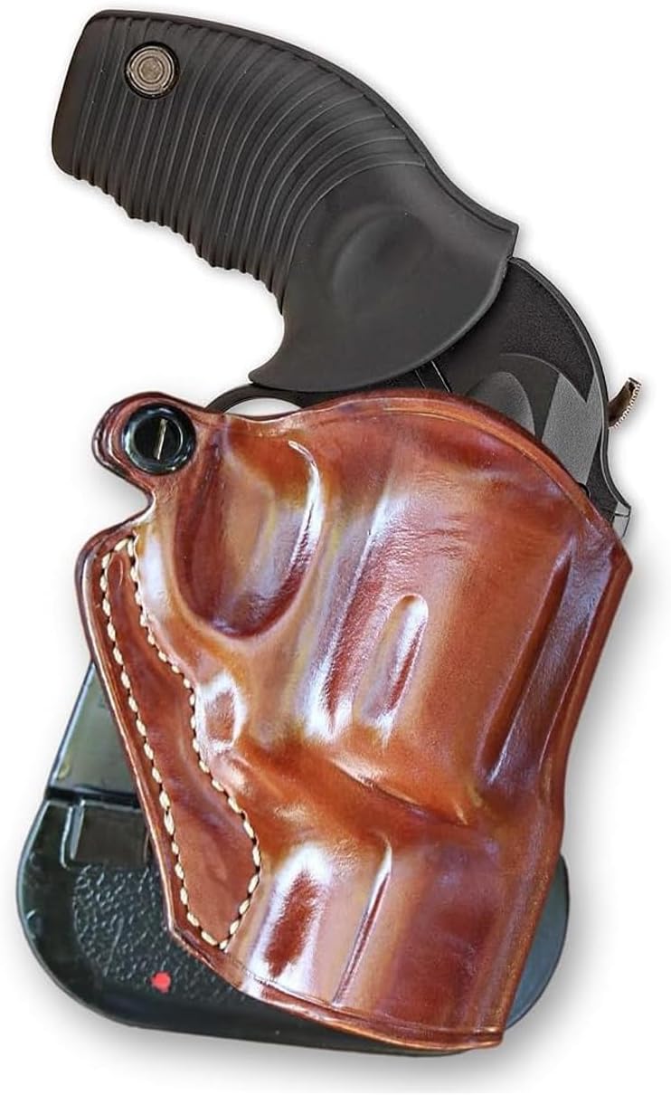 Masc Premium Leather OWB Paddle Holster Open Top Fits 605 Poly Protector .357 Mag 2" Barrel, Right-Hand Draw, Brown #1421#
