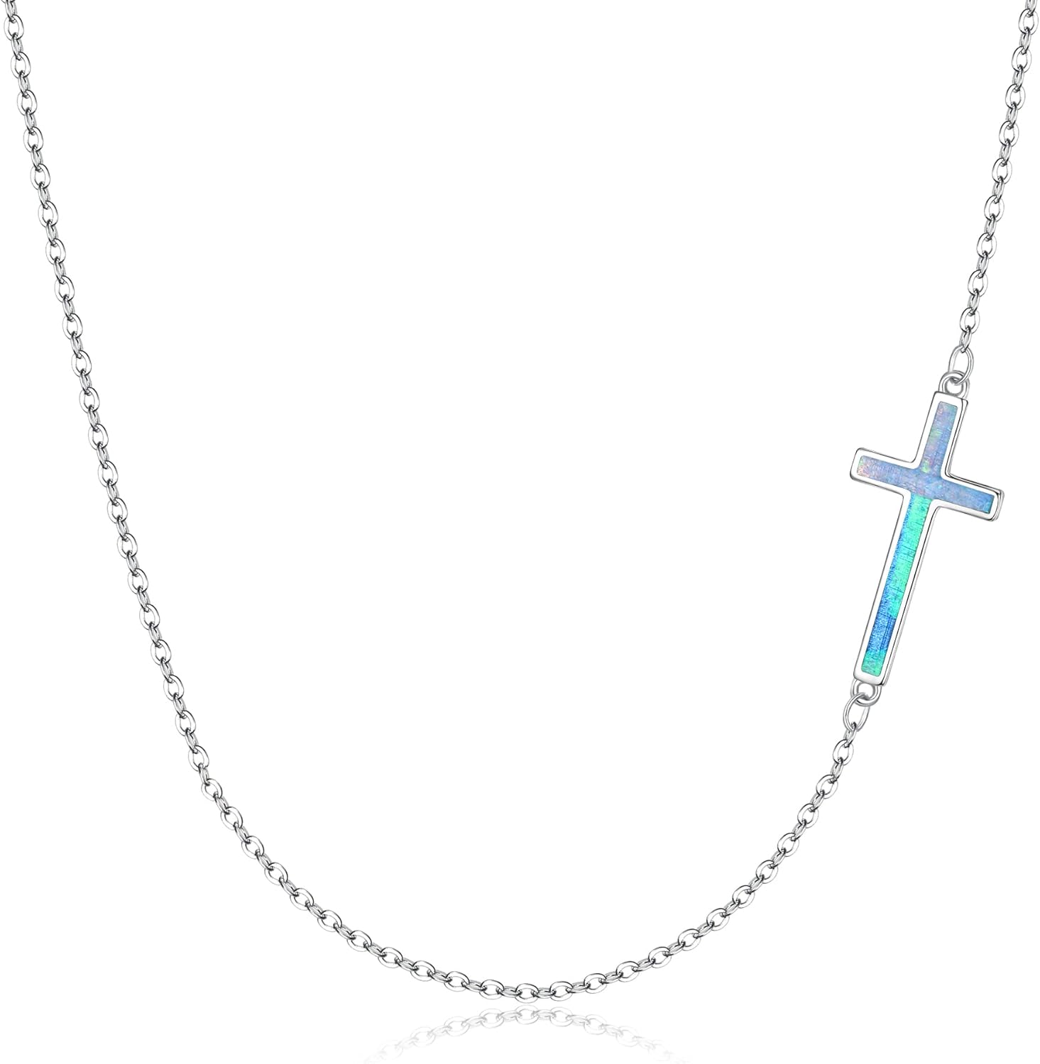 EVER FAITH 925 Sterling Silver Simple Sideways Cross Pendant Choker Necklace Birthday/Mothers Day/Valentines/Christmas Jewelry Gift for Women