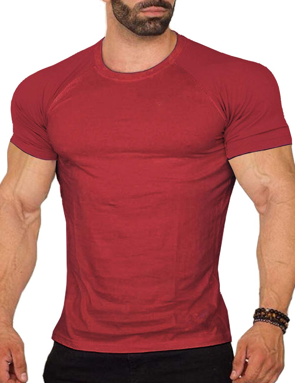 Men's Workout Tee Short Sleeve Gym Training Bodybuilding Muscle Fitness T Shirt