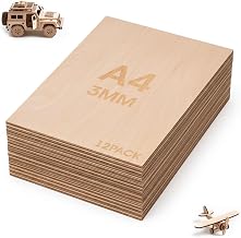 Plywood 3 mm, 12 Pieces Basswood Plywood Board A4 30 x 21 cm, Plywood Board for Laser, Laser Engraving, Pint Cut