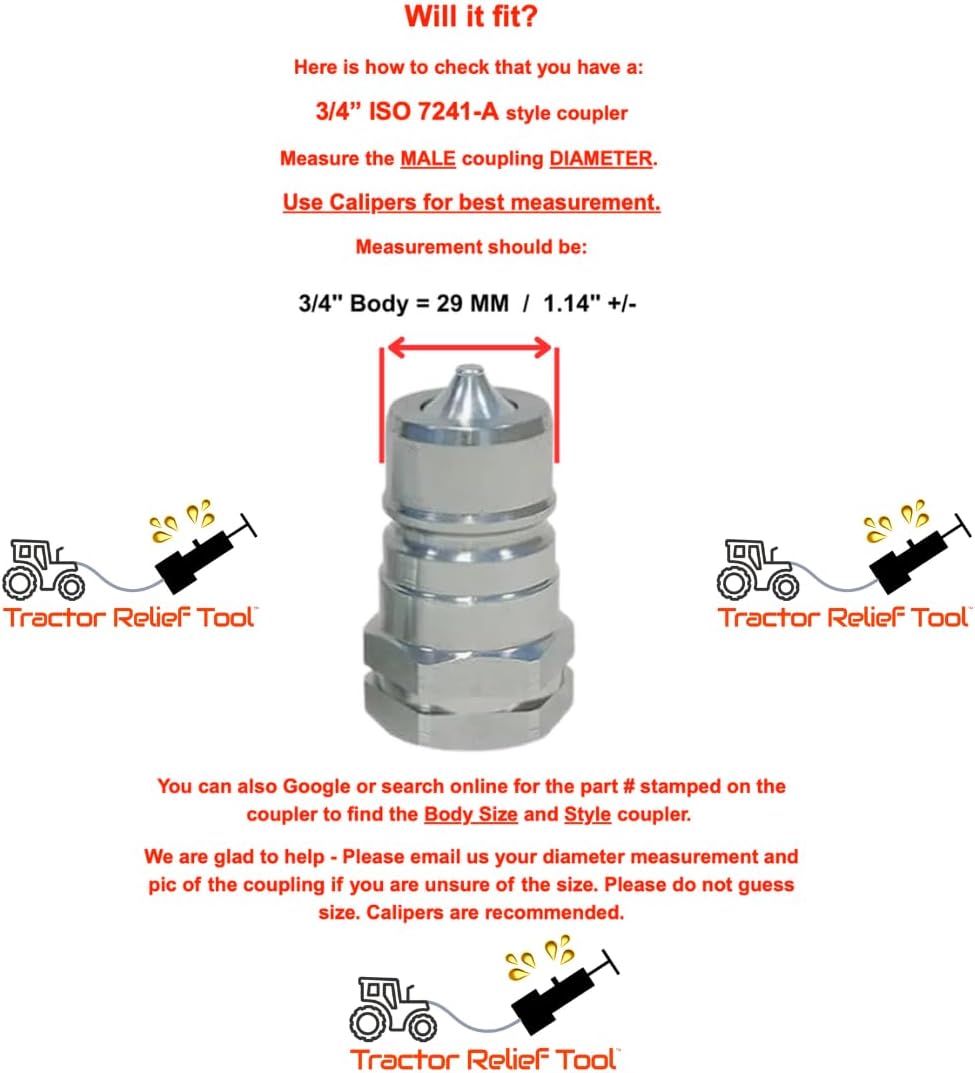 3/4" 7241-A The Original Hydraulic Quick Coupler Pressure Decompression Relief Release Tool 3/4" 7241-A Size by Tractor Relief Tool™