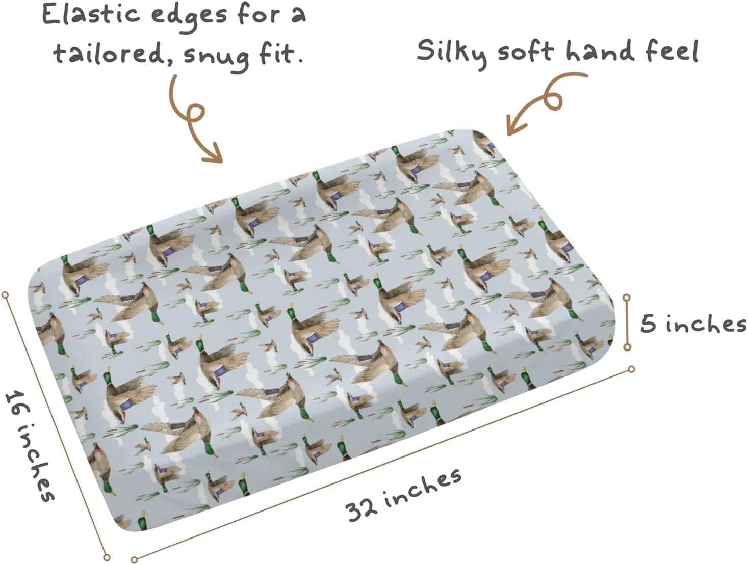 Changing Pad Cover for Baby Girls Boys, 32"/34" x 16" Safe Snug Diaper Change Table Pad Covers, Soft Stretchy Changing Pad Sheets Duck Hunting Mallard Hunter Theme Nursery Decor