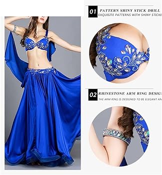 ベリーダンス　衣装　フルセット ベリーダンスオリエンタル衣装 スリープ付きブラ＆両サイド