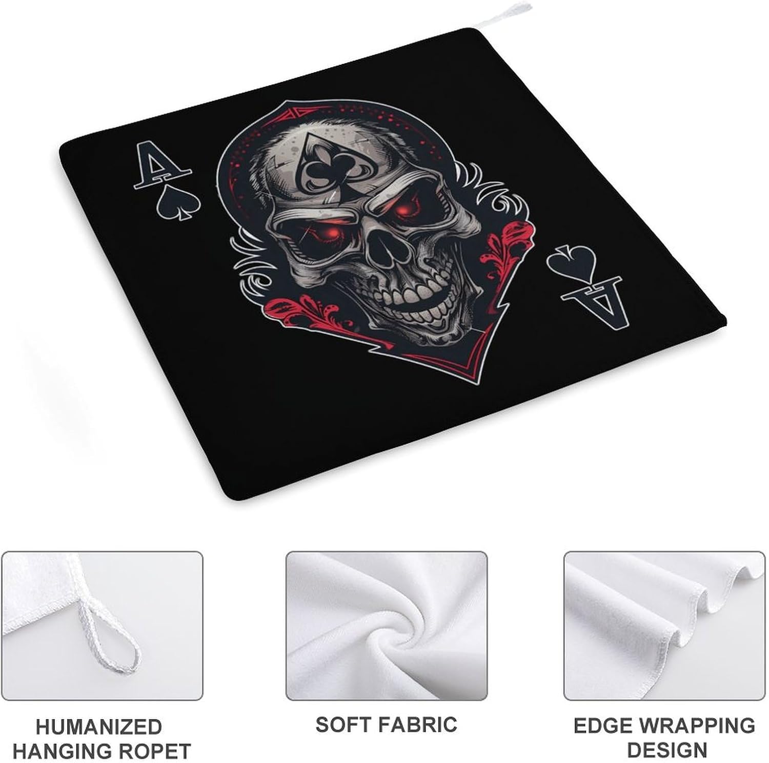 Poker Aces of Spades Hand Towels for Bathroom Kitchen Towels Small Towel Handkerchiefs with Hanging Loop 4PCS