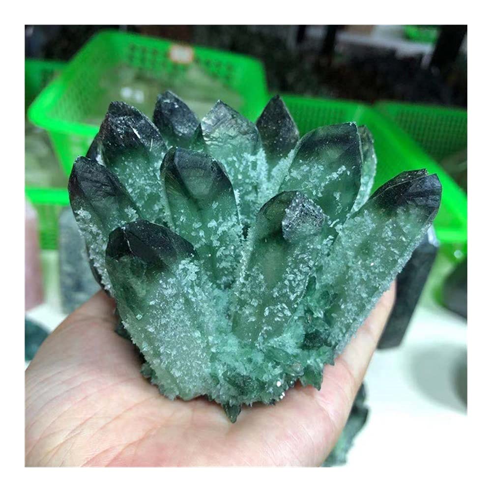 FFIME Natural Green Ghost Phantom Quartz Crystal Cluster Rock Stones and Crystals Reiki Specimen Home Decor Crafts