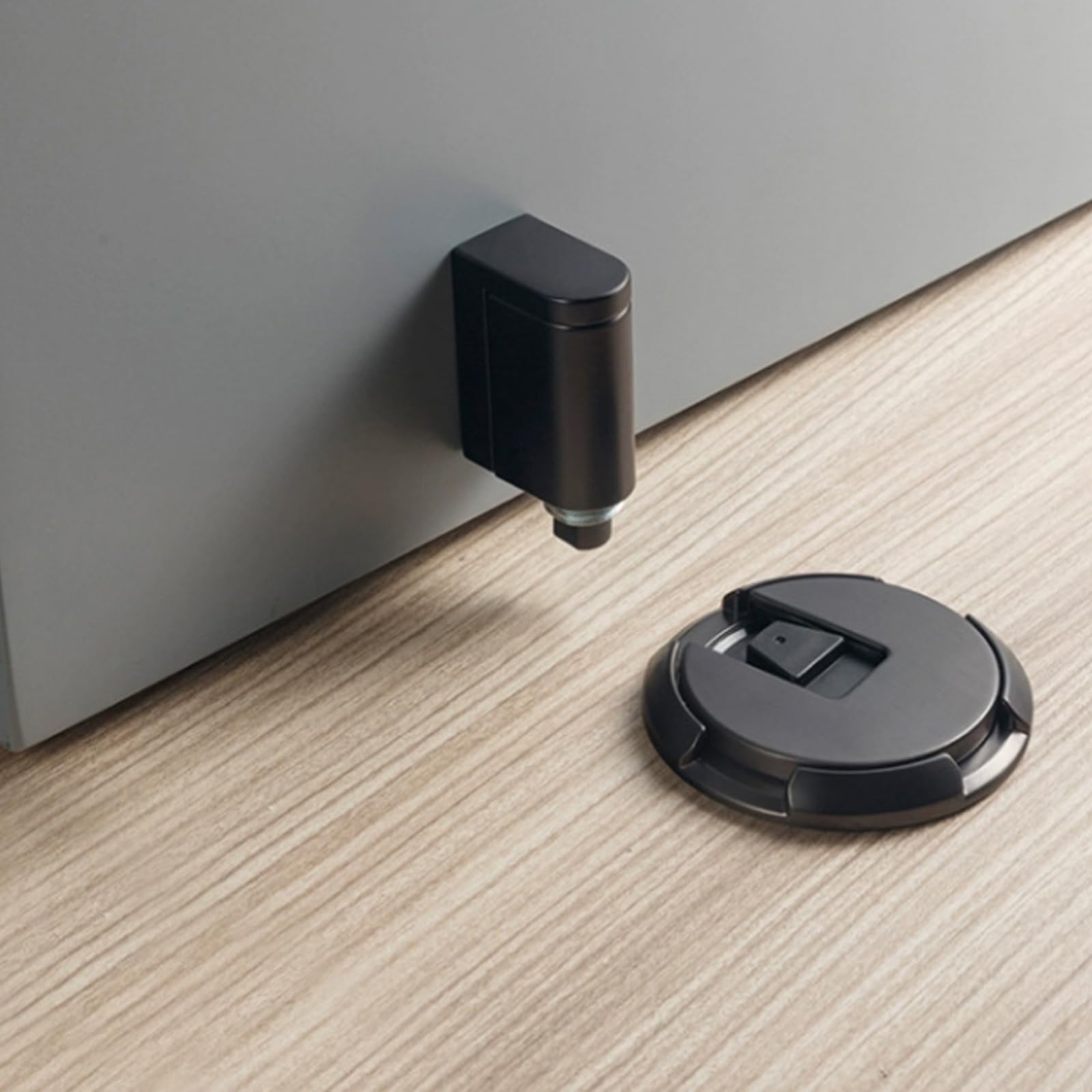 Tazweeq Mechanical Floor Door Stopper, Adjustable Floor Mount Magnet Door Stopper, No Drill Invisible Magnetic Door Stop, Door Catch Holders Wall Protector with 3M Adhesive for Bedroom Office Home