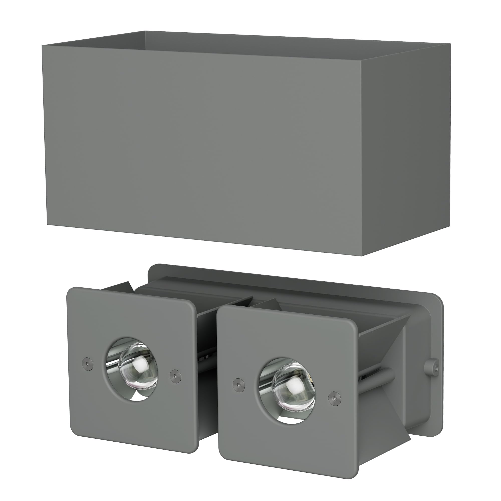 ledscom.de 2x Wandleuchte CUBEL für außen, IP65, Up-/Downlight, grau matt, eckig, 2x G9 max. 10W