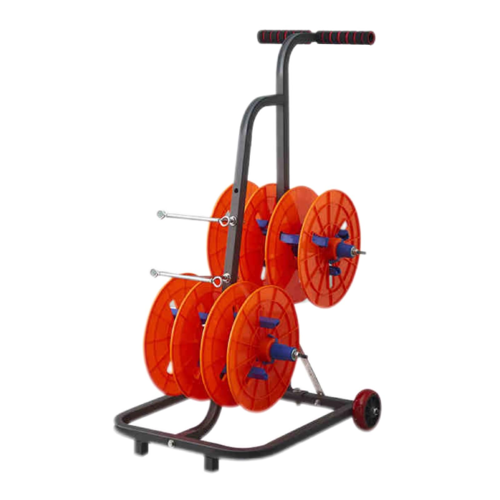 ZFUCMAYL Wire Spool Rack,Wire/Cable Dispenser with Wheels,4/6 Axle Cable Caddy,with Tool Box,Wire Pulling Tools for Wire Pullers and Duct Reels(Without Tool Box,4 Reel)