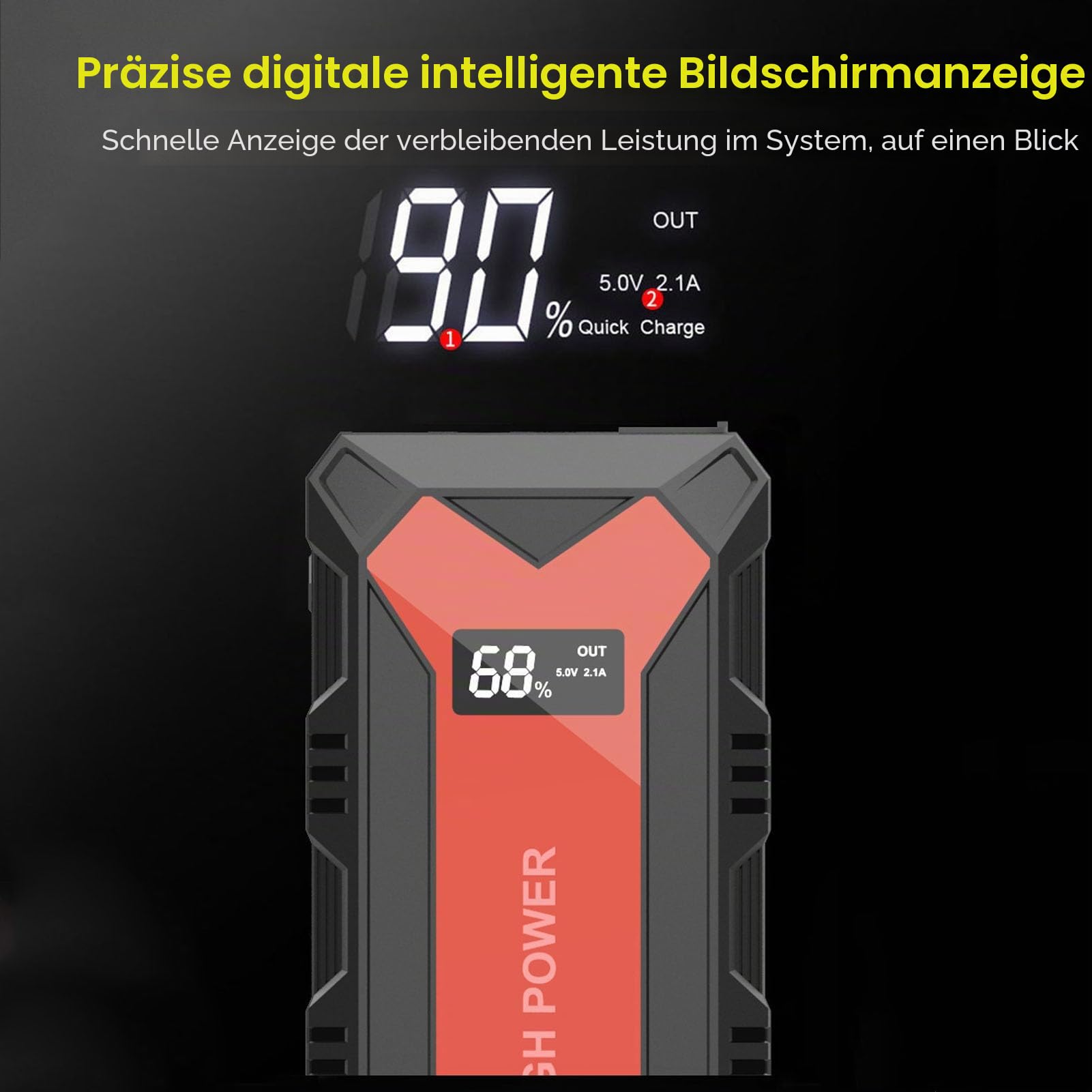 Tragbares 30000-mAh-Auto-Starthilfe-Netzteil, Schwer Entflammbar, Hohe Kapazität, Vielseitige Bank