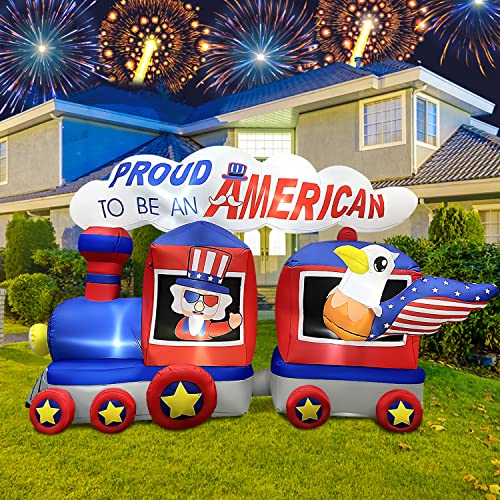 Blowout Fun 8 Ft Independence Day Inflatable Uncle Sam Sitting On Train With Eagle Decorations Patriotic 4Th Of July For Home Yard Lawn Garden Indoor Outdoor Memorial Day Decor #TOP2