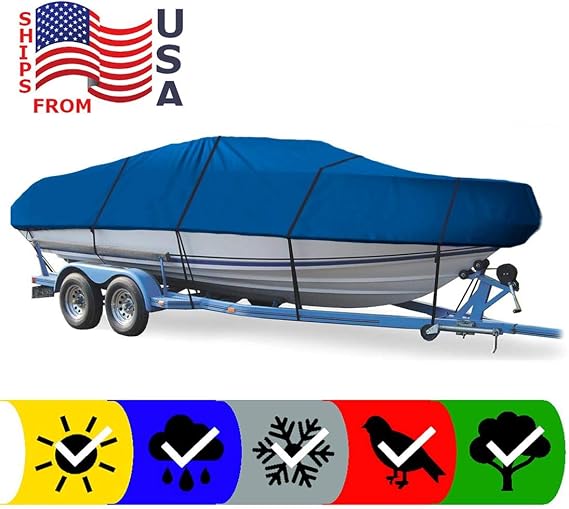 SBU Blue Boat Cover Compatible for Stratos 275 FS 1989-1991, Travel Storage Mooring