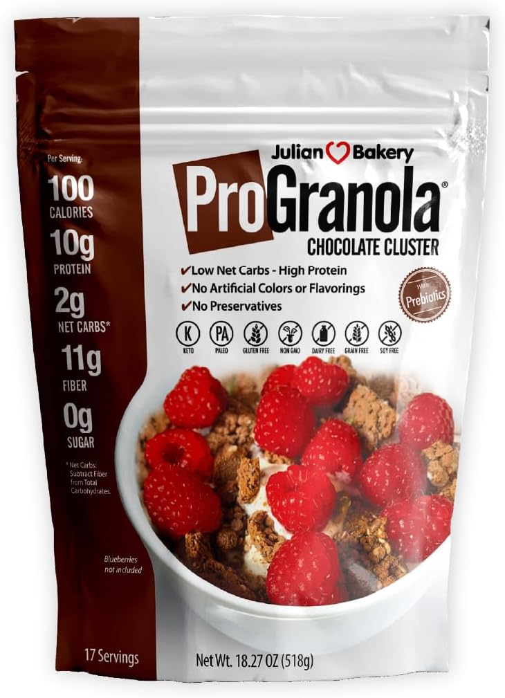 Julian Bakery® ProGranola® Cereal | Chocolate | 10g Protein | Paleo | 2 Net Carbs | Gluten-Free | Grain-Free | 17 Servings