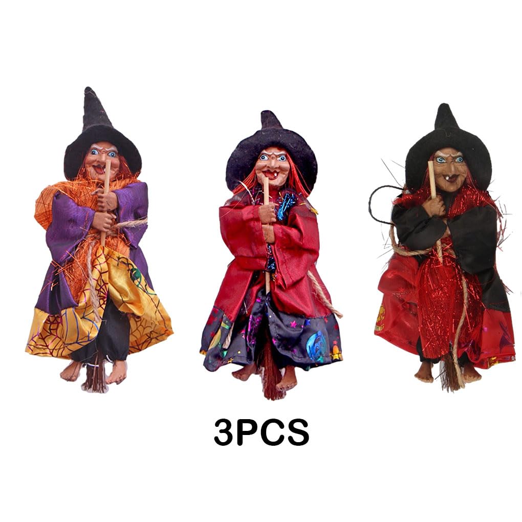 10 zestaw 3 sztuk/zestaw łatwe wiszące lalki czarownicy na Halloween realistyczne trwałe wykonane z tworzywa sztucznego wisząca horror wiedźma figurka wiedźmy różne kolory