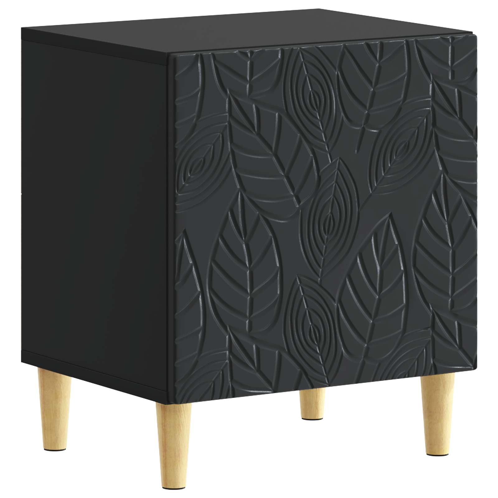 Table de Chevet Noir Bois 43cm Anti-Désordre Meuble de Nuit Petit Espace