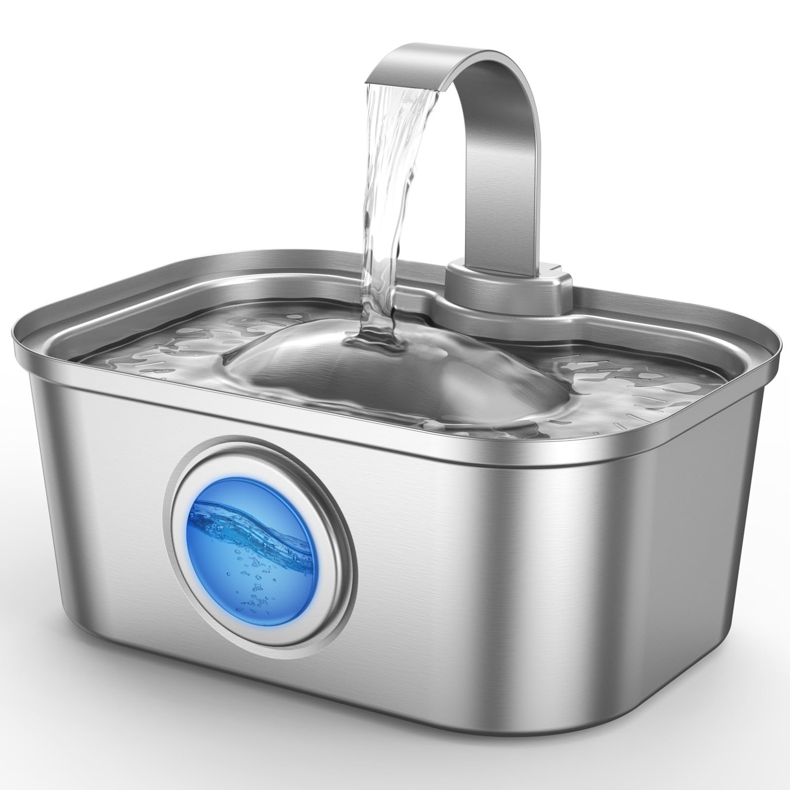Bobo&Dragon Fontana d'acqua per gatti in acciaio inox, 3,5 l, erogatore automatico ultra silenzioso per più cani e gatti, filtraggio a 6 strati, finestra intelligente, 2+2 filtri di ricambio integrati