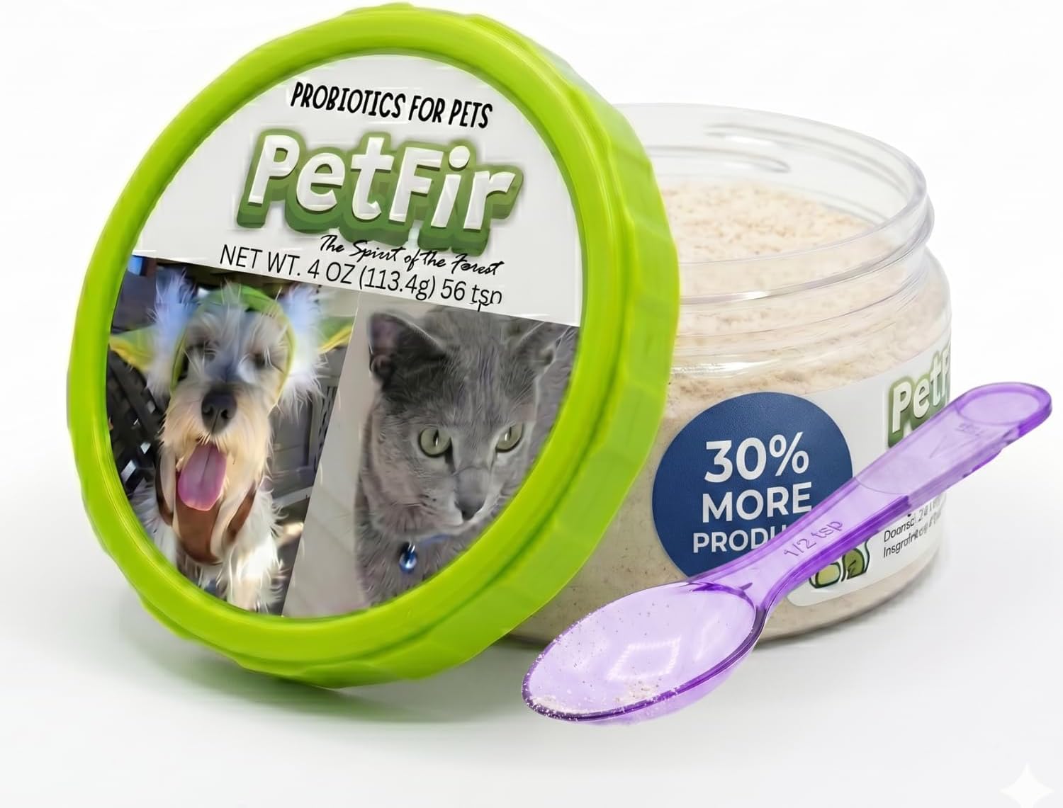 Pure Milk Kefir Powder for Dogs & Cat Probiotics for Yeast Infection Treatment Support & Allergy Relief - No Poop Eating Deterrent Digestive Pet Food Topper - 4 oz 113 Gr