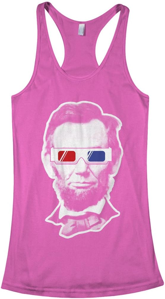 Threadrock Women's Abraham Lincoln 3D Glasses Racerback Tank Top