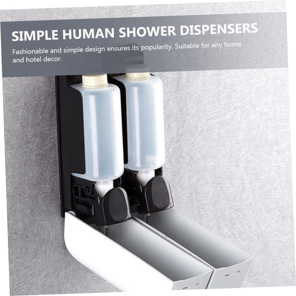 Dispensador de Jabón Líquido y Montaje sin Taladro de Pared para Baño y Hotel Plástico Compacto Boca Grande, Diseño Sencillo Adecuado para Loción y Champú